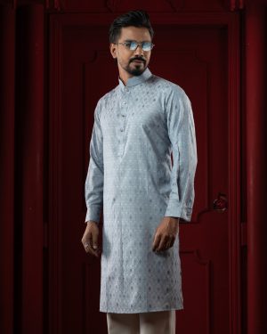 Frosted Blue Pure Cotton Panjabi