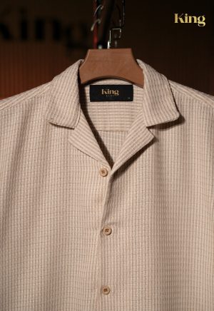 Half Sleeve Cuban Shirt - White Beige